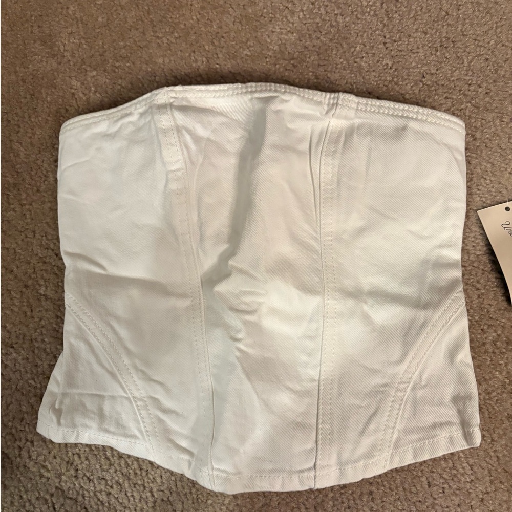 White Strapless Jean Corset Top